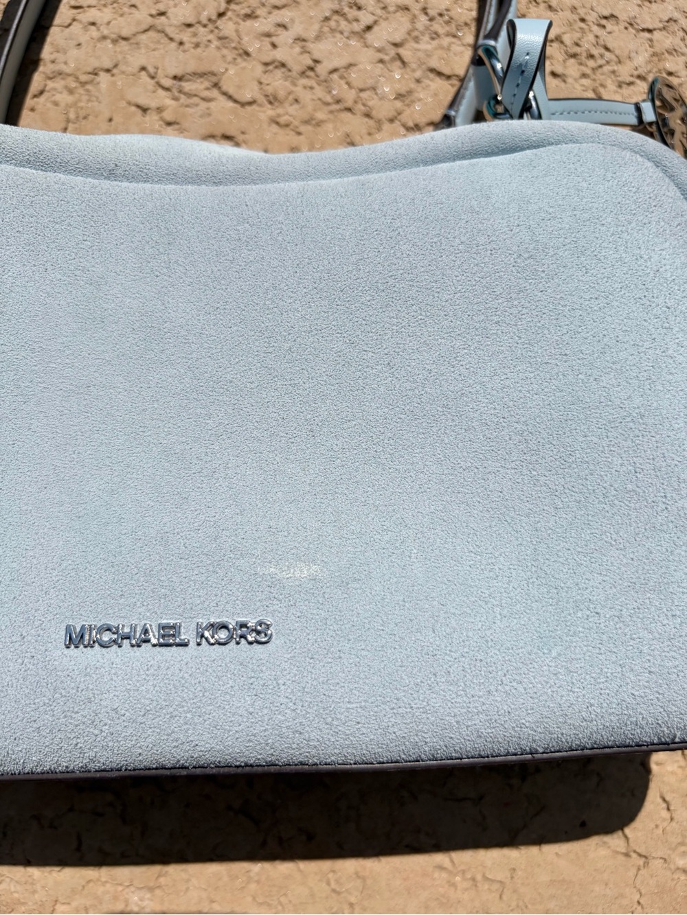 Michael Kors Cecily Medium Suede Shoulder Bag - Pale Ocean - Picture 7 of 12